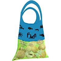 Bolsa de Red Malla (Verde Neón- L) - Bolsa de lona para niños juguetes de playa- conchas- toallas de piscina- traje de…